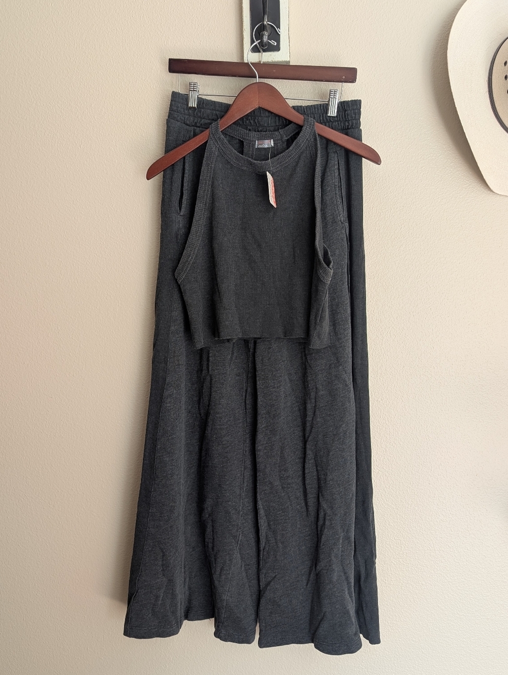 Free People FP Movement Go To Set Black XL New Crop Top with Wide Leg Pants